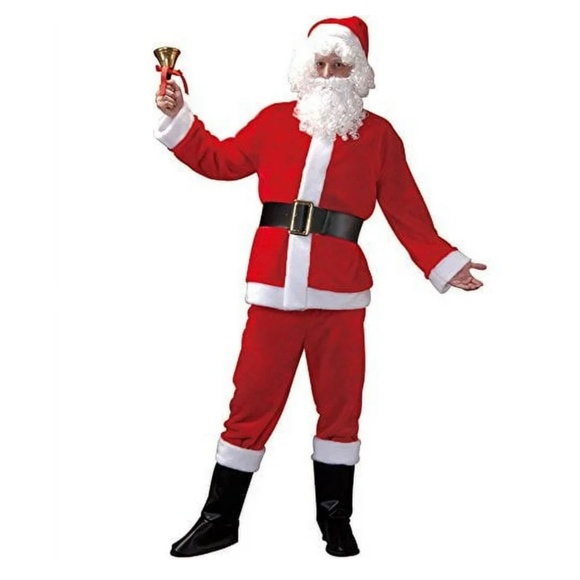 Santa Claus Adult Costume Christmas Red Hat Coat Pants Boot Tops Size Large NWT - Picture 1 of 6